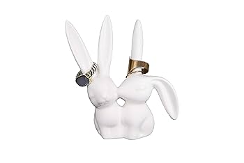 Amazon.com: Creative Co-Op Ceramic Bunny Rabbits Ring Holder